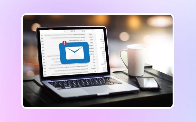 Email software on a laptop