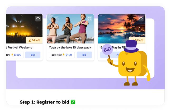Givebutter's auction tool in graphic