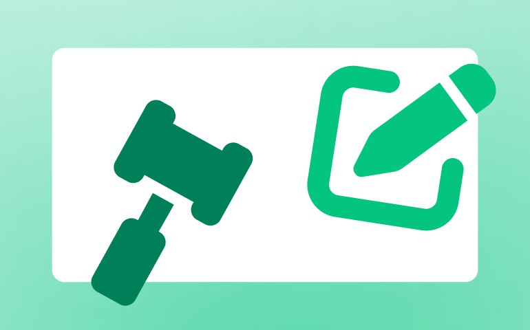 gavel and pen icons